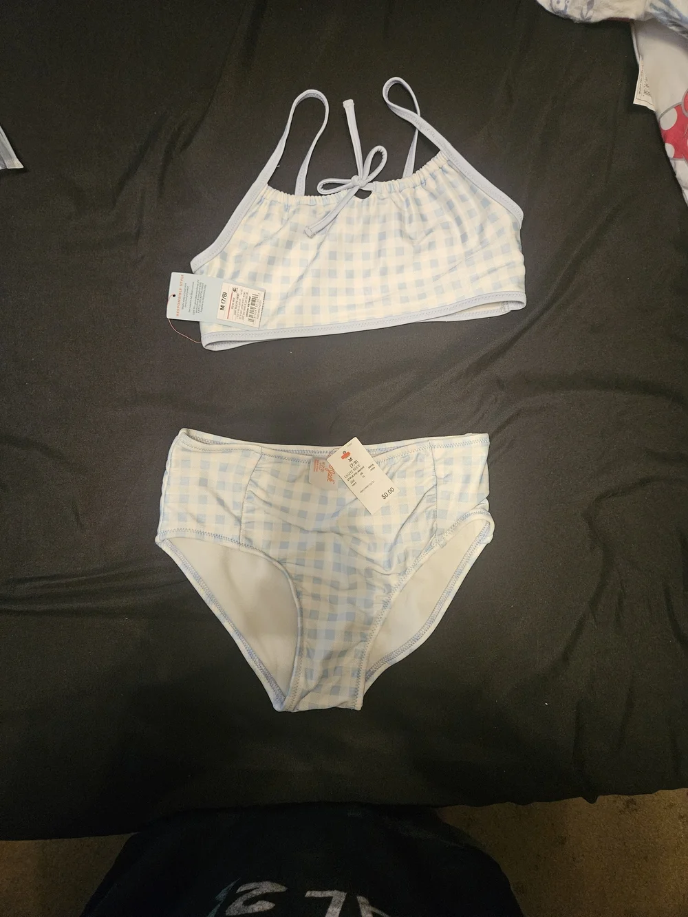 Girls’s Light Blue Gingham Swim Set